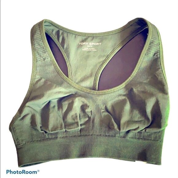NEW TORY BURCH Sport army green sports bra XS - Picture 1 of 6